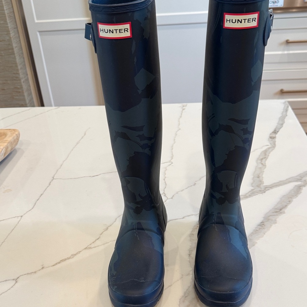 Hunter Navy Camouflage Tall Boots Mary Poppins